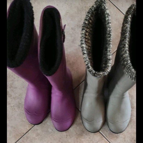 About you rain boots like new, size 38, Italian, beige and purple, two pairs
