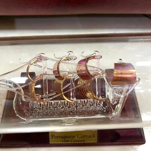 Ship in bottle collectible, new with wooden base