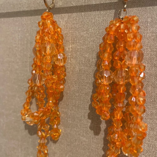 Beaded earrings like new with gold hoops