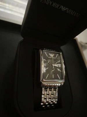 Emporio Armani Chronograph AR-0142 men's watch, rectangular tank, full set