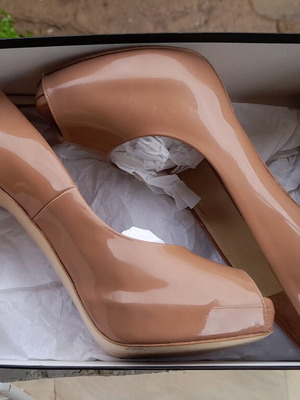 Fengshoe Γόβες Peep-Toe Μπεζ Δερμάτινες Νούμερο 39 Σαν Καινούργιο