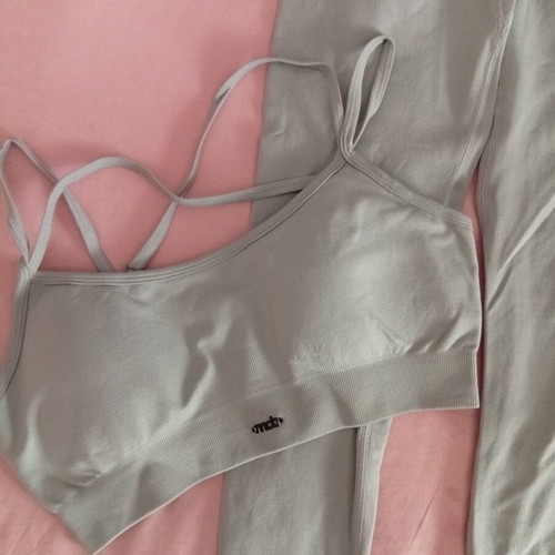 Sports set leggings and top, new, gray, size M-L