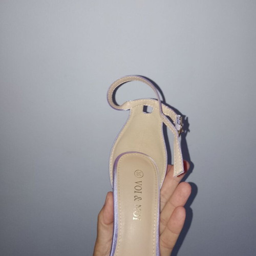 Purple satin evening sandals like new, size 38, with gift pouch