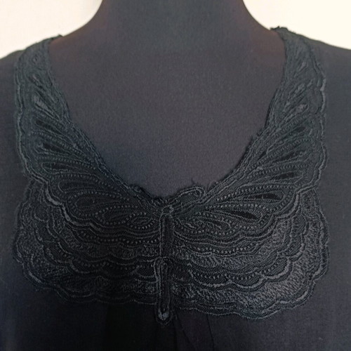 Black mini dress Saint Tropez like new with appliqué butterfly, cotton