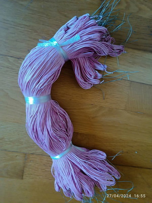 Cotton cords pink new, pack of 48 x 10 meters for jewelry making