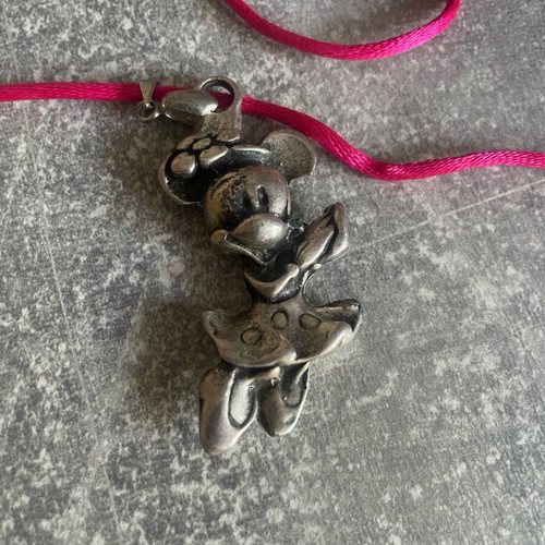 Minnie Mouse necklace used, metal, silver color