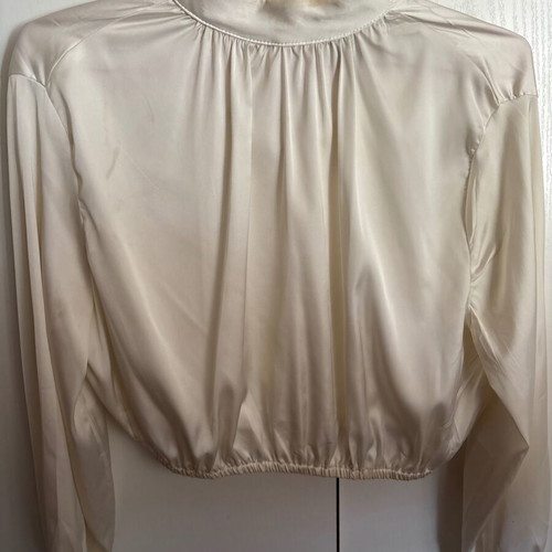 Calliope satin blouse small crop like new, beige, size S