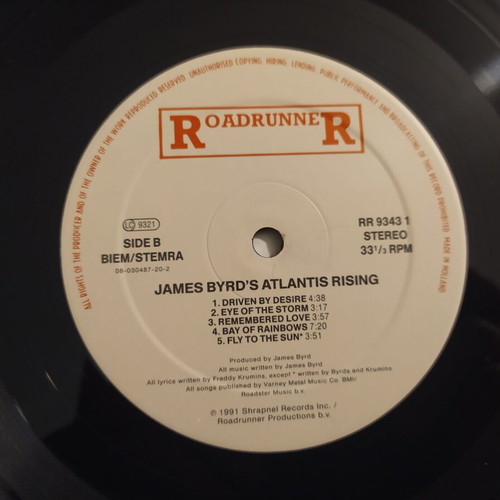 James Byrd's Atlantis Rising LP like new, metal
