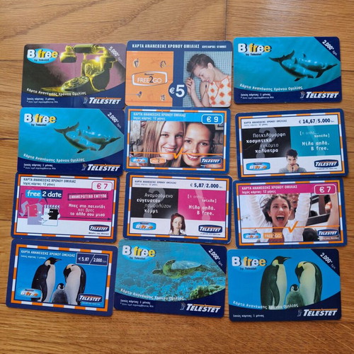 Mobile phone cards used, pack of 93, Tim-Telestet-Wind-Cosmote-Q-Telecom-Vodafone