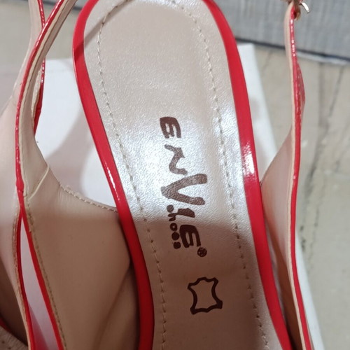 Envie Shoes slingback pumps, coral patent leather, size 39