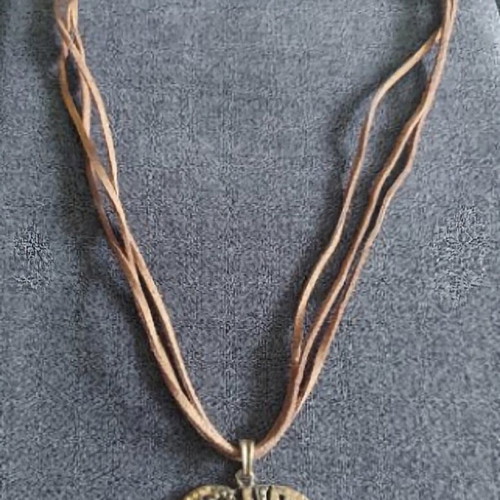 Parfois Elephant Necklace like new with stones on natural suede
