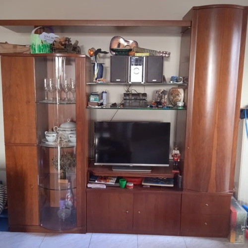 Solid wood living room unit used, dimensions 2.00x2.10x0.45 m