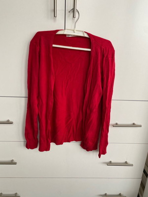 Red knitted cardigan women like new, size M/L