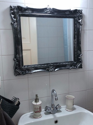 Καθρέπτης polyresin μεταχειρισμένος, μαύρος πατίνα 60x55cm