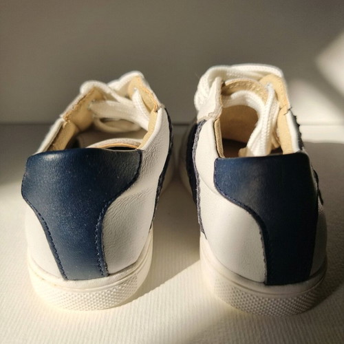 Gorgino Leather Baby Shoes N21 White with Blue Details Like New