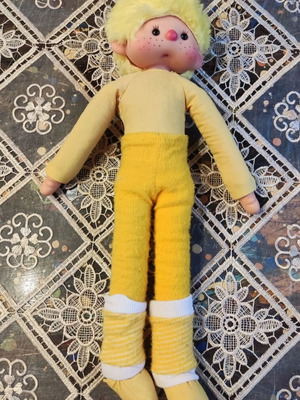 Vintage Fasouletos Doll El Greco, yellow, 1980s