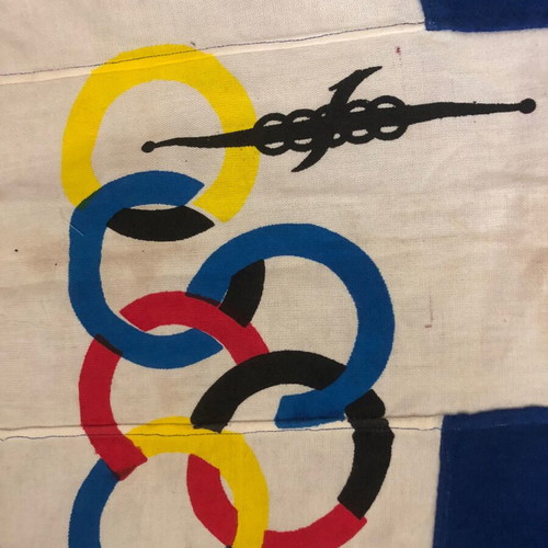 Olympic Airways retro 60s flag used, authentic