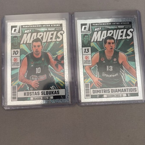 Kostas Sloukas and Dimitris Diamantidis Marvels net Panini cards like new