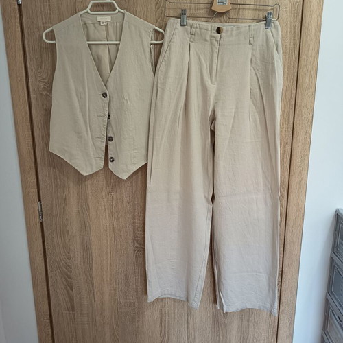 Bershka linen set size S, like new, beige