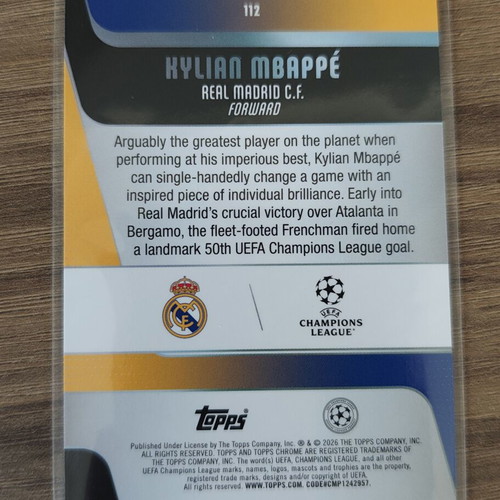 Topps Chrome UCC 25/26 Mbappe Aqua/Yellow Reflector card new