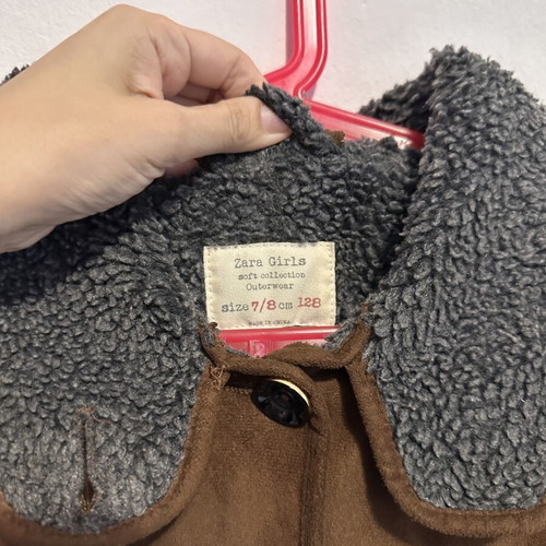 Zara Girls suede kids jacket 7-8 years 128cm, brown