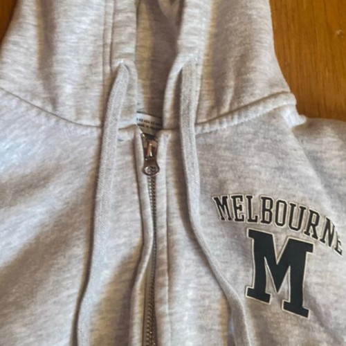 Bershka Melbourne cropped hoodie, grey, XS