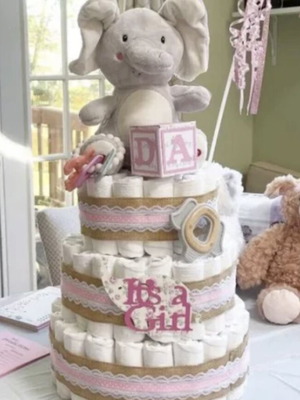 Diaper cake made to order, handmade for newborn gift