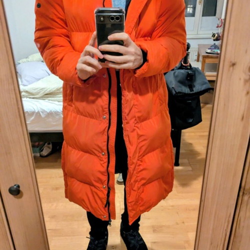 Superdry Long Puffer Jacket Unisex Small used, orange