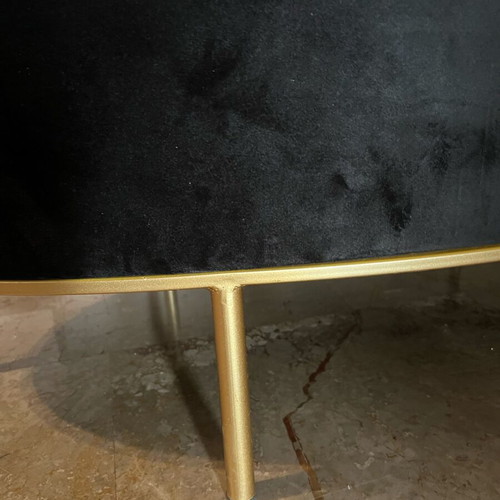Inart sofa in like new condition with black velvet and gold metal legs