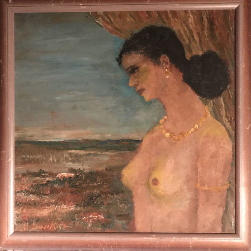 Oil painting used 60x60 on hardboard signed