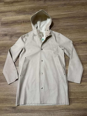 PVC Rain Jacket Stutterheim Stockholm Size S used, gray and beige