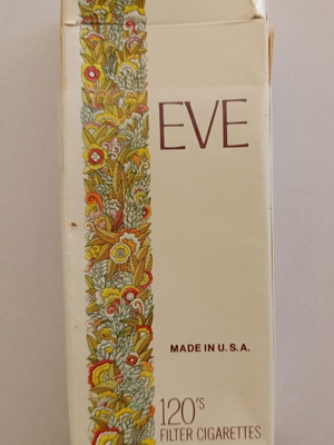 EVE empty hard cigarette pack used, Made in U.S.A.