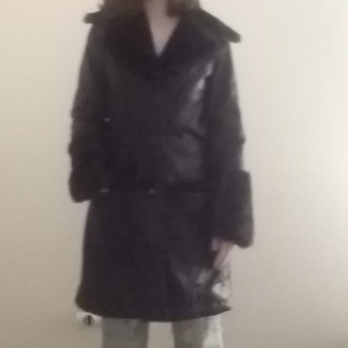 Leather coat new, size medium, black