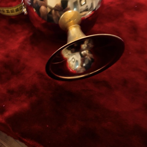 Vintage egg-shaped ice bucket with brass details, 26cm