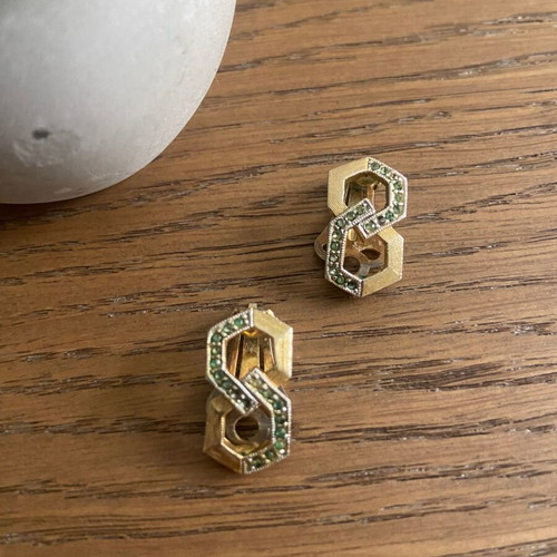 Set of 2 vintage clip-on earrings like new, blue and gold