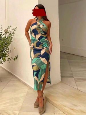 Zara dress XS like new with abstract floral tropical print multicolor