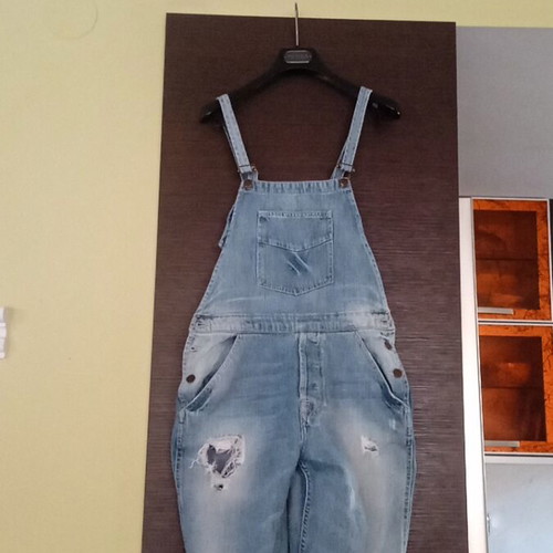 Zara women's denim overalls used, blue, size S