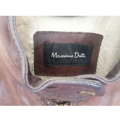 Massimo Dutti leather jacket used, brown, size XS-Small