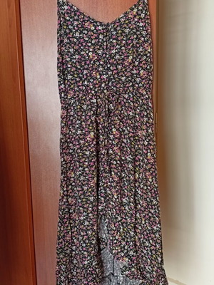 Floral maxi dress used, adjustable straps, black and pink
