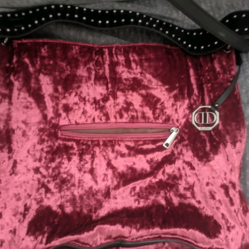Velveteen bag with studs like new, missing two black studs