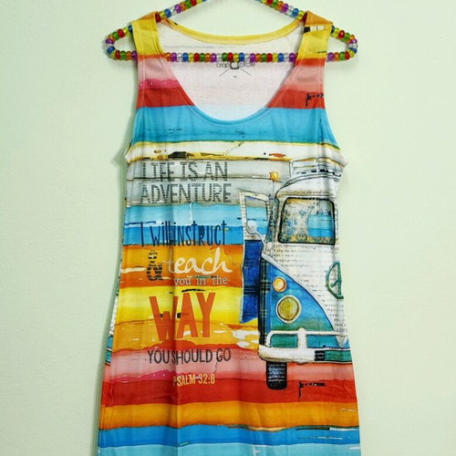 VW Bus Sleeveless Mini Midi Dress New, Polyester, S/M L/XL
