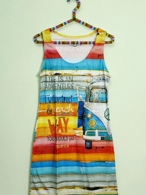 VW Bus Sleeveless Mini Midi Dress New, Polyester, S/M L/XL