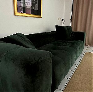 Πράσινος βελούδινος καναπές