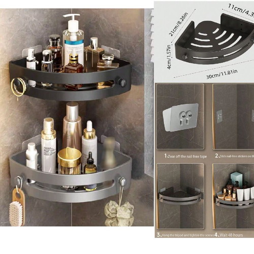 Black corner triangular shelf new without drilling