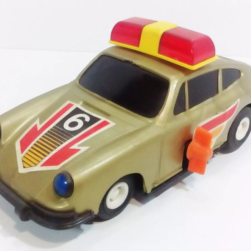 Vintage wind-up toy car used Greek made Vasileiadis Porsche