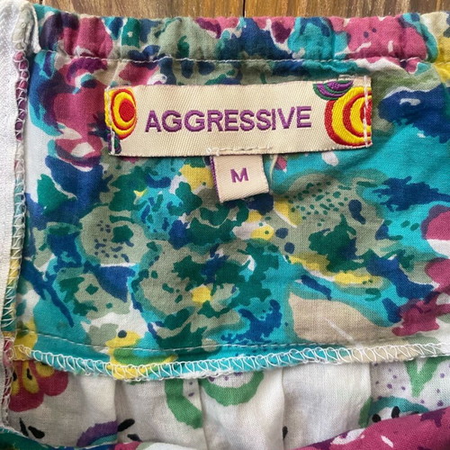 Mini skirt cotton vintage white with multicolor details, like new