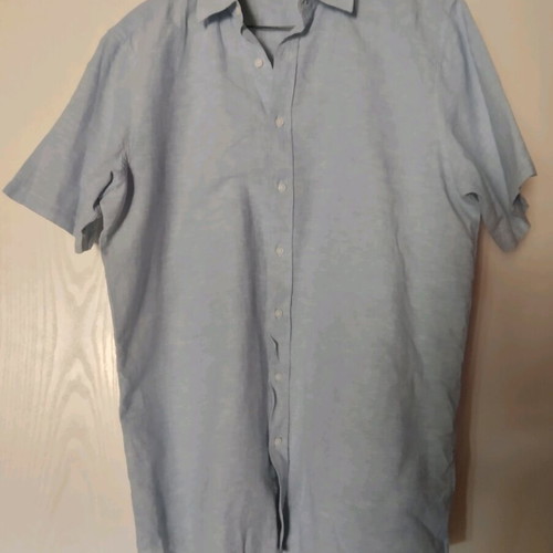 Livergy linen short sleeve shirt size M turquoise like new