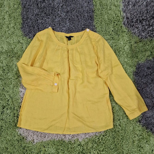 J.Crew women's bright yellow blouse 100% linen size M new