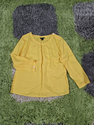 J.Crew women's bright yellow blouse 100% linen size M new