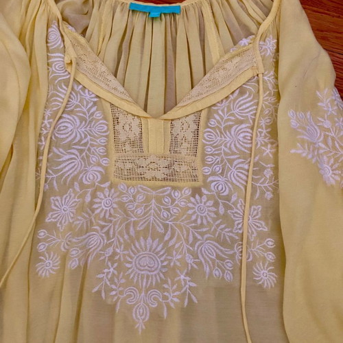 Boho blouse Melissa Odabash new, medium size, yellow with embroidery